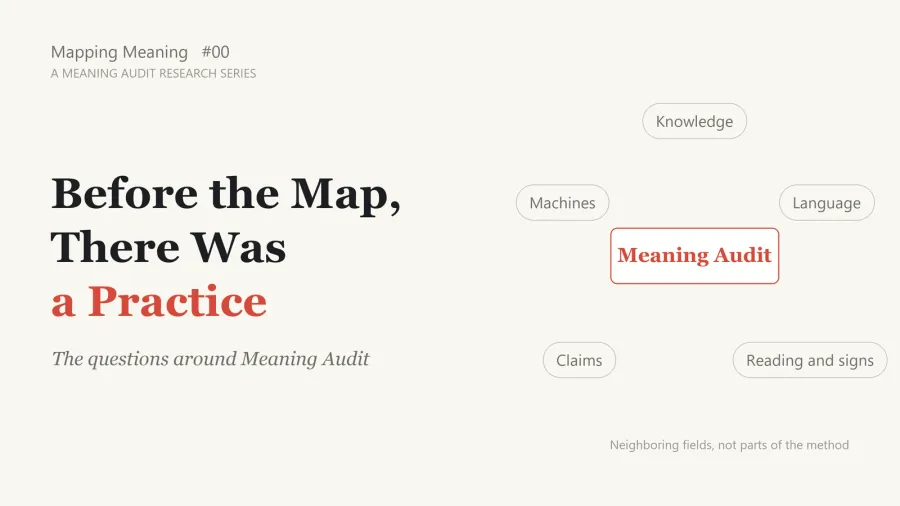 Before the Map, There Was a Practice: The Questions Around Meaning Audit