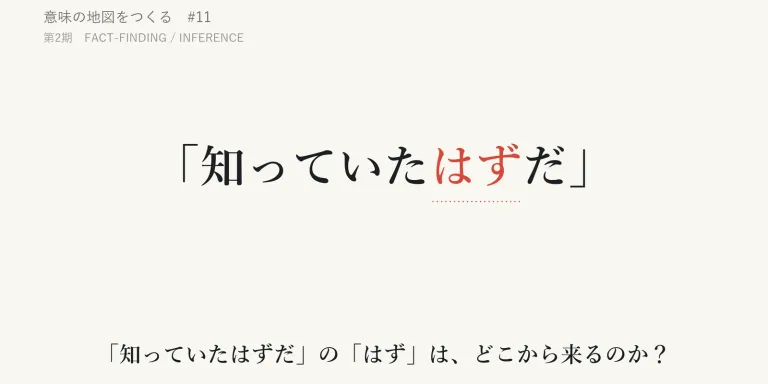 「担当者は、当時その問題を認識していたと考えられる。」報告書のこの一文は、記録から、誰も見ていない頭の中へ進んでいる。刑事事実認定を訪ね、外から見える事実から内心を推し量るときの「はず」という橋を考える。シリーズ「意味の地図をつくる」第11回。