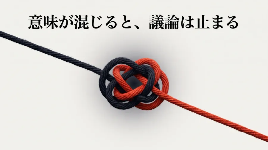 意味が混じると、議論は止まる